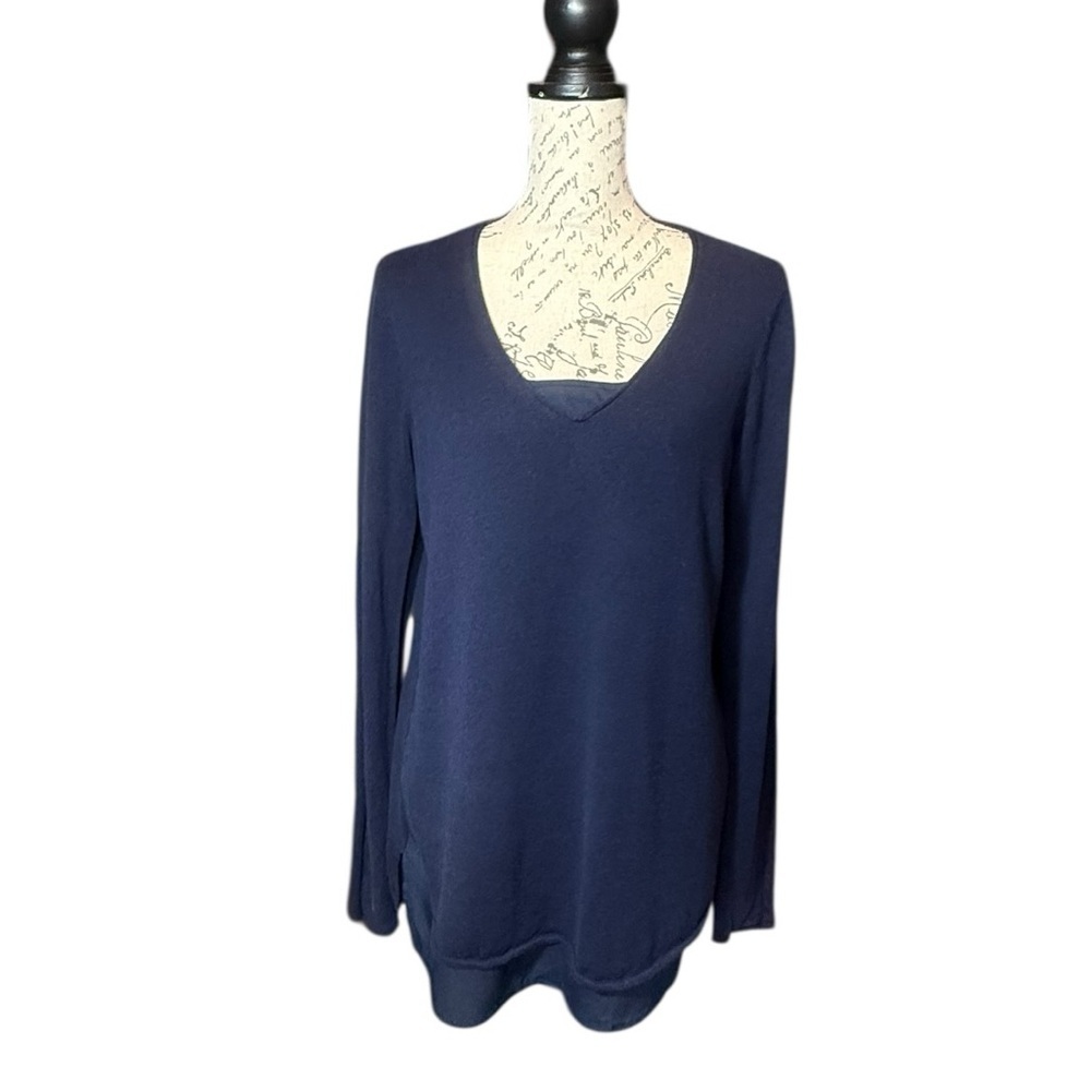 The Limited Navy Women's V-Neck Layered Look Lightweight Sweater Size Medium